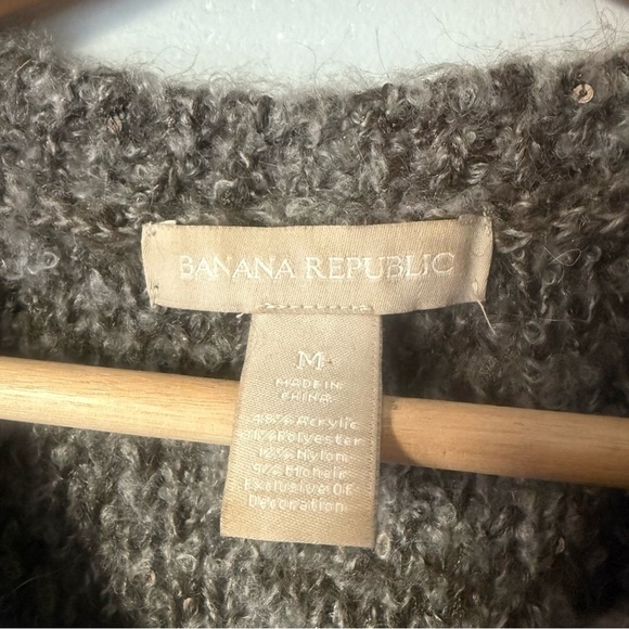 Banana Republic Brown Sequin-Trim Sweater cardigan Jacket Size Medium - Picture 5 of 6